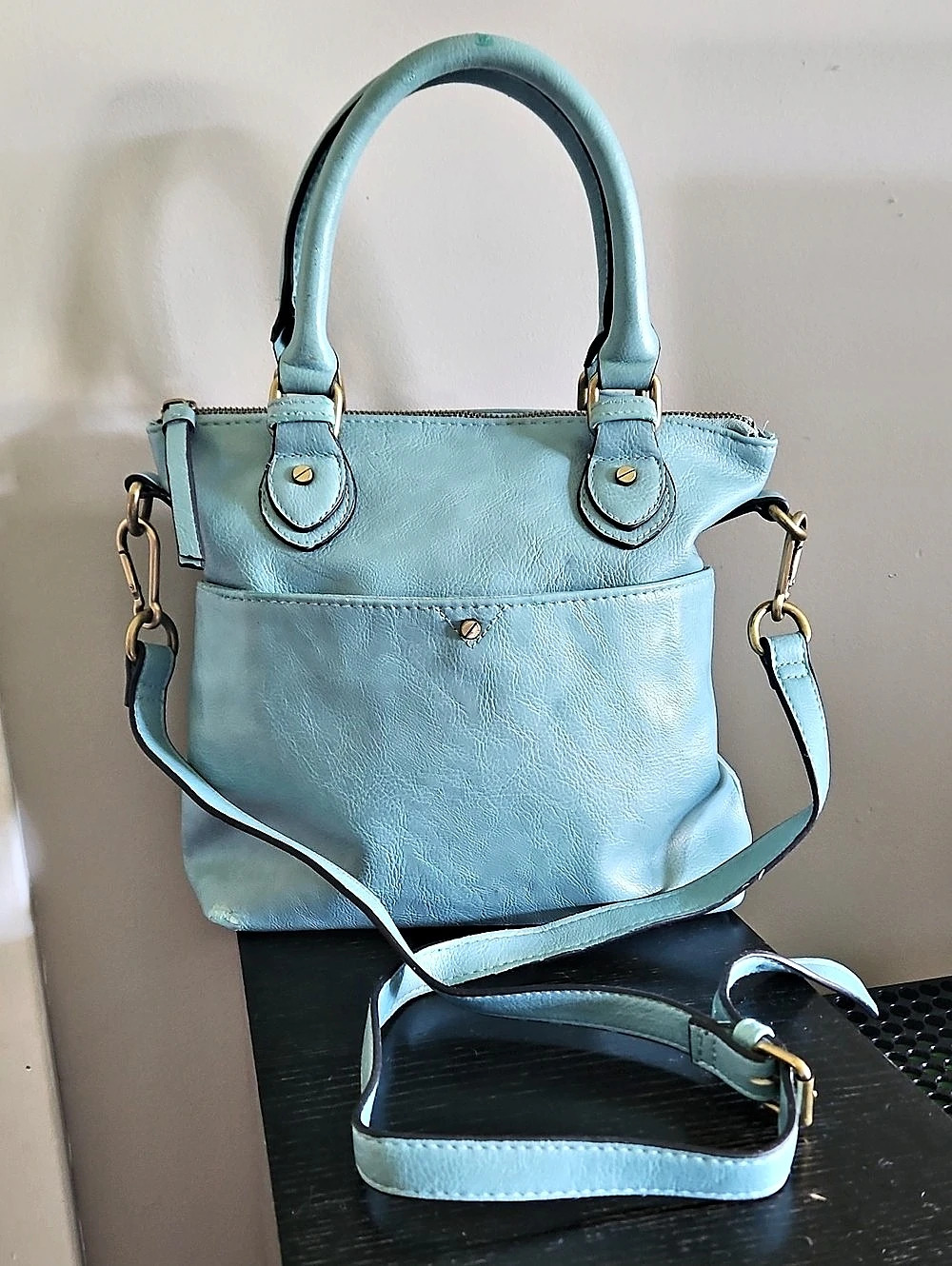 Merona Shoulder Bag in Blue NOTE: With Touched Up Corners